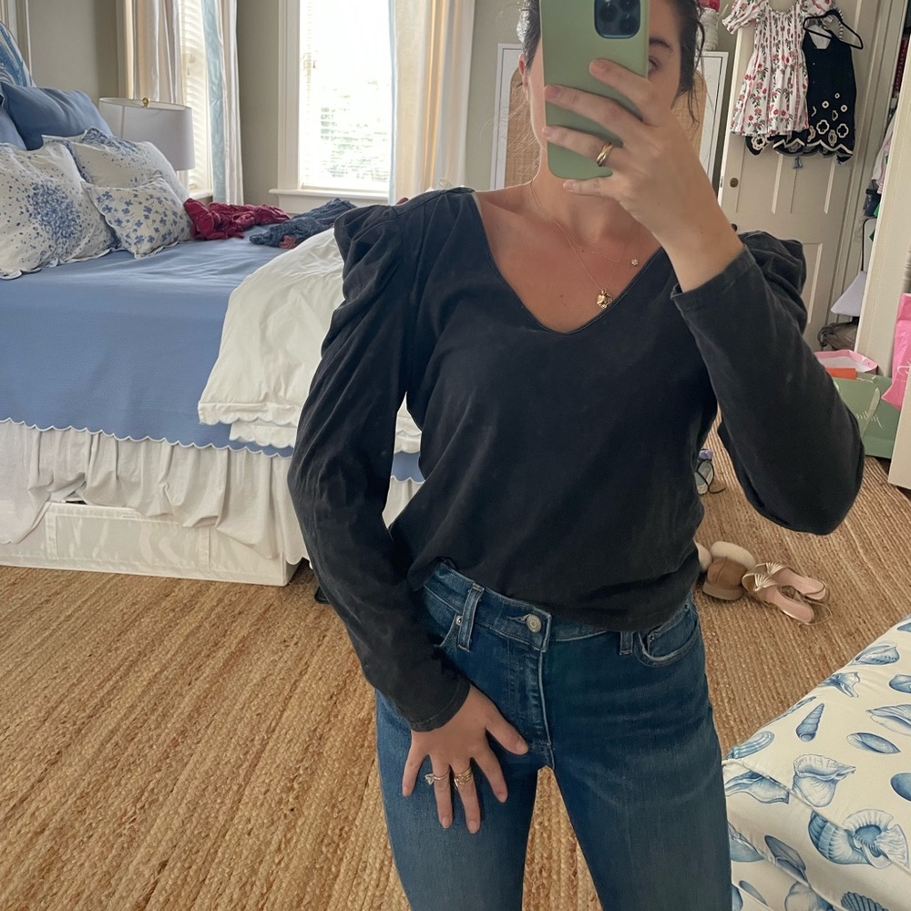 7 For All Mankind Gray Long Sleeve Tee